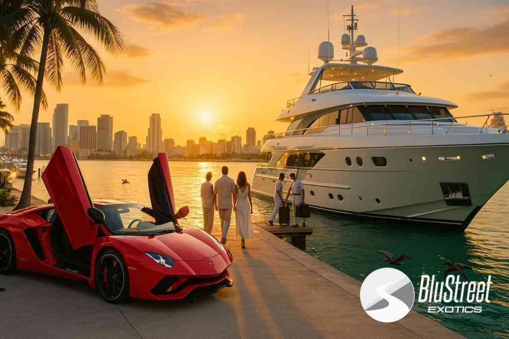 Yacht charter with BluStreet Miami Exotic Car Rentals