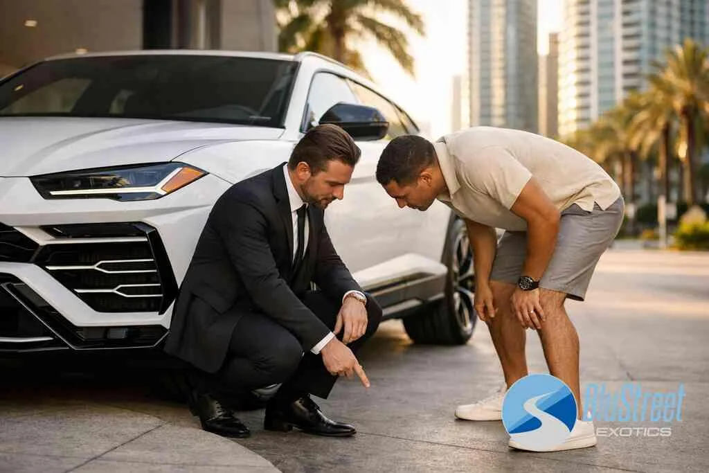 How the rental agreement deposit terms and pre-rental inspection work together — BluStreet Miami Exotic Car Rentals
